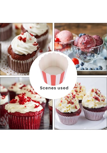 Sointeresting 50x Cupcake Sarma Kağıdı Kek Kabı Pişirme Kapları Liner Muffin Mutfak Pişirme Kırmızı Çizgiler KIrmızı
