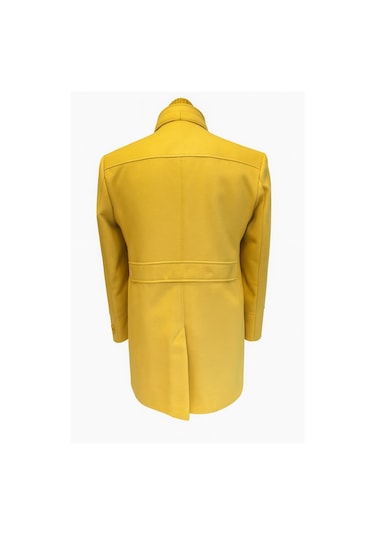 Erkek Slim Fit Kaşe Kaban Çıkarılabilir Ribanalı Fermuarlı Yaka, S Xxl HARDAL