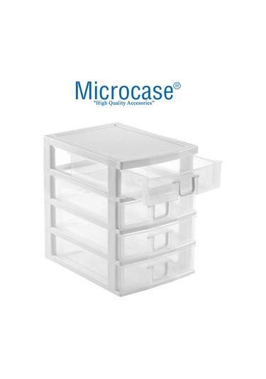 4 Gözlü Plastik Takı Bileklik Organizer Çekmece Beyaz - AL3186