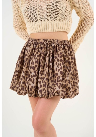 Leopar Balon Etek - Leopar Açık Kahve kahve