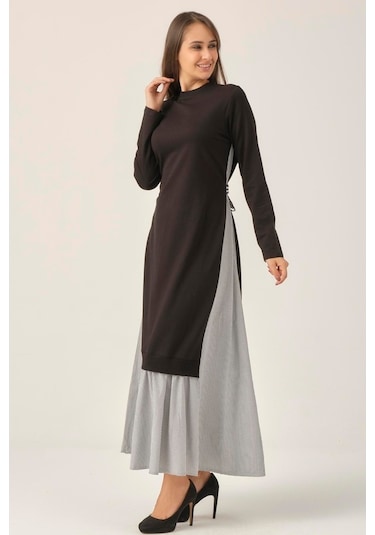 Siyah Toka Detaylı Maxi Boy Elbise Dm91006 Siyah