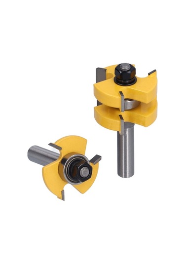 Besthome1 2 Adet Ahşap T Tipi Dil-kanal Freze Ucu, 3 Dişli, 1 Rol, 1/2 İnç Sap, Ptfe Kaplama, Temiz Kesim, Dış Ve Ahşap İşleri