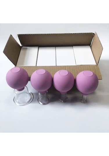 Hangfox Cilt Canlandıran Cam Cihaz: Yüz Ve Vücut İçin Vakumlu Göğüsleme Seti, Doku Genişletme Ve Canlılık Sağlama, 4 Farklı Boyutlu Mor Terapi Bardakları