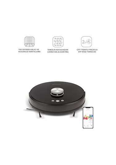 Homend Alex Laser Pro 1283H Moplu Ve Haritalamalı Akıllı Robot Süpürge Siyah