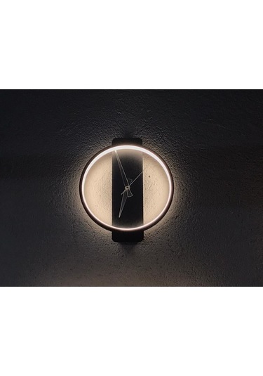 Sconce Özel Tasarım Saat Aplik Elektrik Bağlantısı Gerektirir Mat Siyah