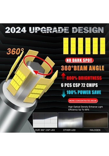 Flybuy 2x 360 Derece H7 H1 H11 H3 Mavi Işıklı Araba Led Işıkları H8/h9 9005/hb3 Hb4/9006, 12 Volt 12