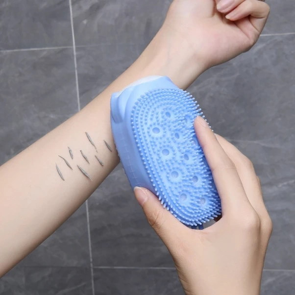 Globalbloom Mavi 2'li Yüzeyli Soft Köpük Vücut Fırçası, Peeling Banyo Fırçası, Ev Seyahat Otel