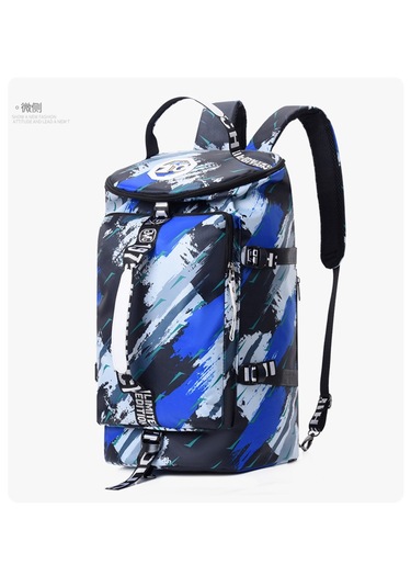 Büyük Kapasiteli Omuz Seyahat Spor Çantası Mavi - Gri