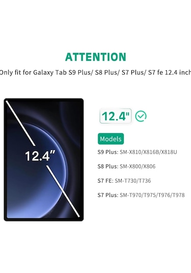 Samsung Galaxy Uyumlu Tab S9 Plus/s8 Plus/s7 Plus/s7 Fe Temperli Cam