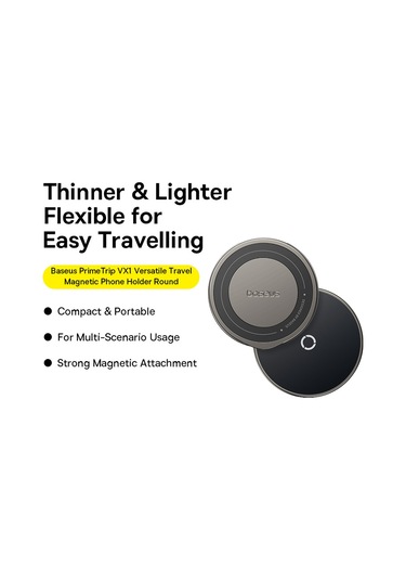 Baseus Primetrip Vx1 Çok Yönlü Seyahat Manyetik Telefon Tutucu Ultra İnce Katlanabilir Araç Cep Telefonu Braketi Siyah