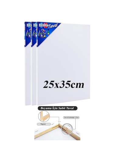 Brons Gerdirme Apartlı Arkadan Zımbalı Tuval 3 Adet 25 x 35 CM