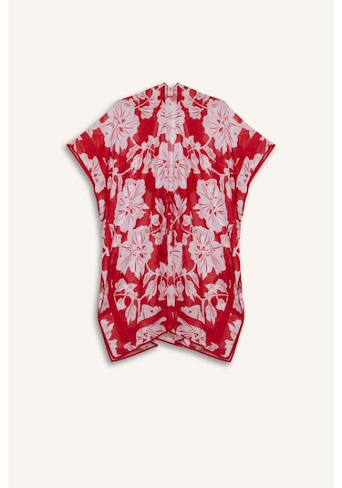 DeFacto Regular Fit Tropikal Desenli Şifon Plaj Kimono-Fall in Love E8221AX25SPRD117