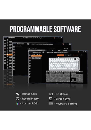 Aula F75 Max Mekanik Rgb Tkl Reaper Switch Kablosuz Makrolu Hot Swap Klavye Gri