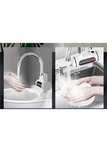 Xurunkeji Elektrikli Sıcak Ve Soğuk Su Isıtıcı Musluk Hızlı Isıtma Musluk Su Isıtıcı Musluk Bağlantısı Musluk 3000w Abd Fişi Beyaz