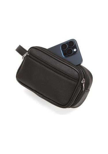 Newish Polo Erkek Bileklik Kemerli Portföy Clutch Traş Kozmetik El Çantası New344 Siyah