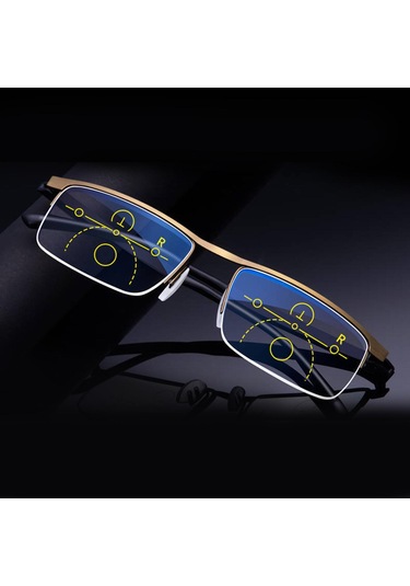 Homyl Unisex Presbiyopik Gözlükler Akıllı Progresif Altın-300-derece