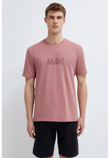 Mavi M0612896-70948 Mavi Logo Baskılı Tişört Erkek T-shirt Pembe