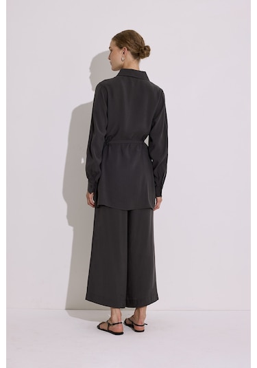 Modal Kemerli Gömlek Antrasit Antrasit