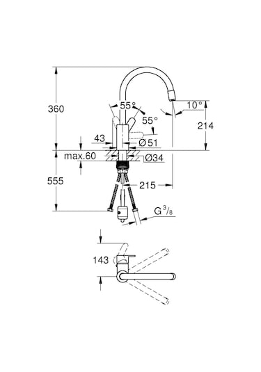 Grohe Eurostyle Cosmopolitan Eviye Bataryası 31126004