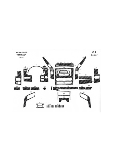 Mercedes Sprinter-crafter Piano Black Kaplama 2006 61 Parça-karbon Karbon