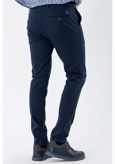 Lacivert Armürlü %100 Pamuk Yan Cepli Slim Fit Dar Kesim Casual Pantolon 1003235117-lacivert Lacivert