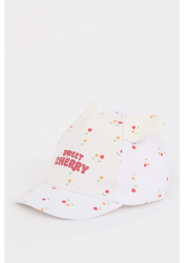 DeFacto Kız Bebek Baskılı Pamuklu Cap Şapka D8386A525SMWT1 Beyaz