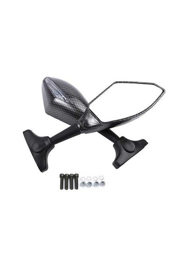 Pazly Genel Motosiklet Yan Aynaları - Led Aydınlatmalı, Karbon Desenli, Düz Ayna, Abs Malzeme