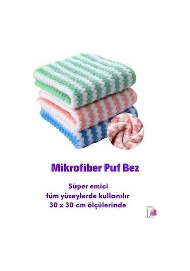 Mikrofiber Puf Süper Emici Bez 3'lü