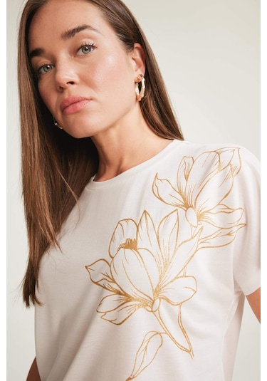 DeFacto Bisiklet Yaka Baskılı Kısa Kollu Tişört E9892AX25SMER105