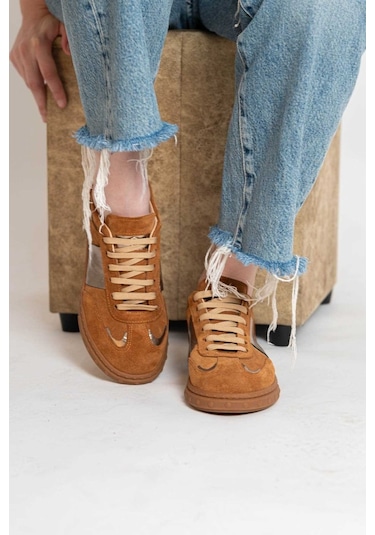 Bestello Bağcıklı Kauçuk Taban Sneaker 101-gumk-01 Kadın Ayakkabı Taba Suet