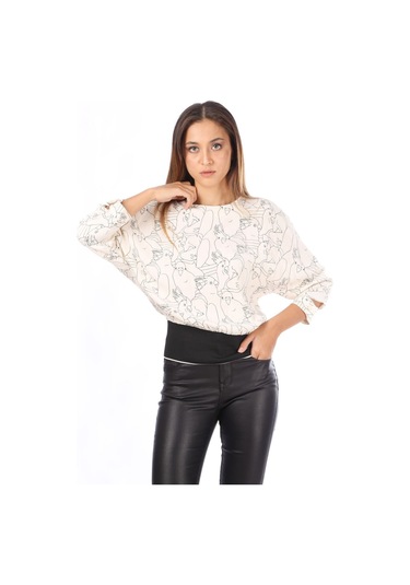 Modatalika Kadın Baskılı Bluz Krem