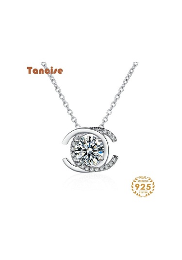 Tancise S925 Ayar Gümüş Mozanit Lüks Kişilik Kolye Kolye Kadın Klasik Gelgit Kolye Kolye Parti Hediye