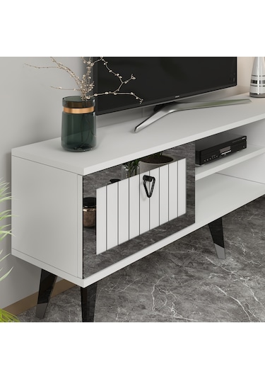LİDYA TV STAND BEYAZ-GÜMÜŞ