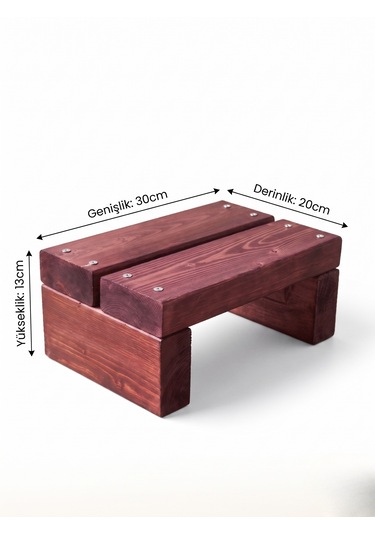 Nest Woodtr Doğal Ahşap Tek Katlı Basamak Tabure Yükseltici 30x25x15cm 1adet Koyu Maun