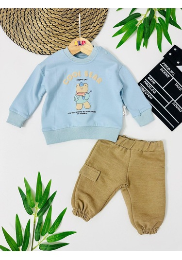 Andorra Cool Bear Detaylı Omuzdan Çıtçıtlı Takım Mavi