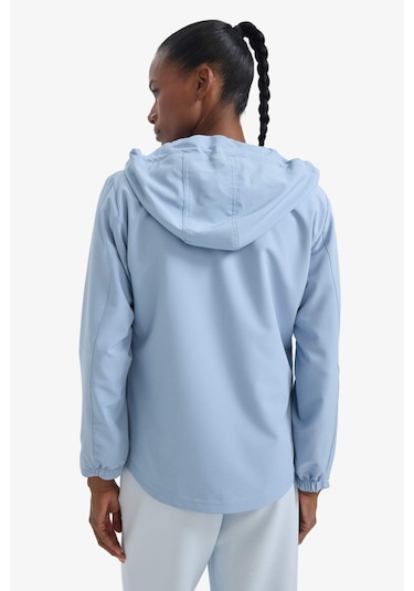 Defacto Defactofit Su İtici Regular Fit Kapüşonlu Fermuarlı İpek Kumaş Yağmurluk C4952ax25aube748 Mavi