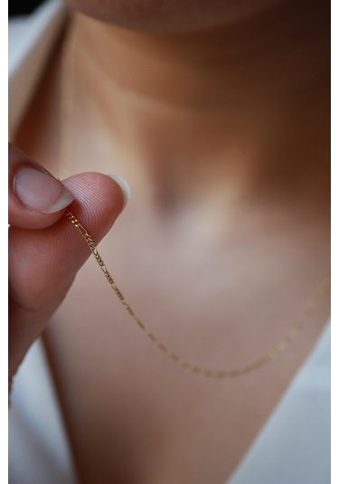 Diamine 14 Ayar Altın İnce Figaro Zincir Kolye