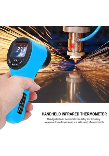 Pazly Termometre Temassız Tabancası Sıcaklık Pirometre Mavi Lcd Lazer Kızılötesi Hw550 Endüstriyel Dijital - Qv