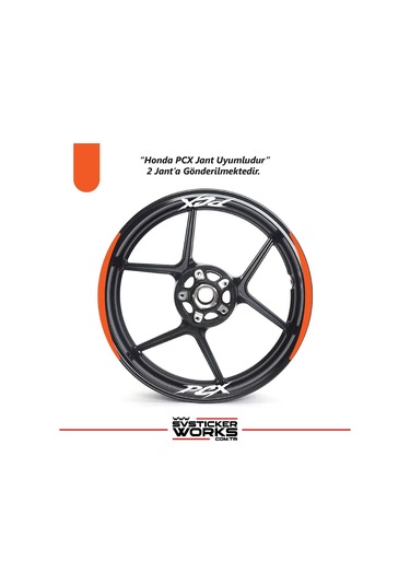 Honda Pcx Motosiklet Jant Şeridi Sticker Set Ay Modeli Turuncu