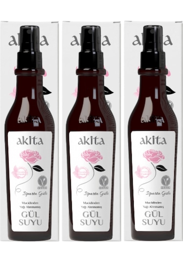 Akita Doğal Yağı Alınmamış Gül Suyu 3 x 250 ML