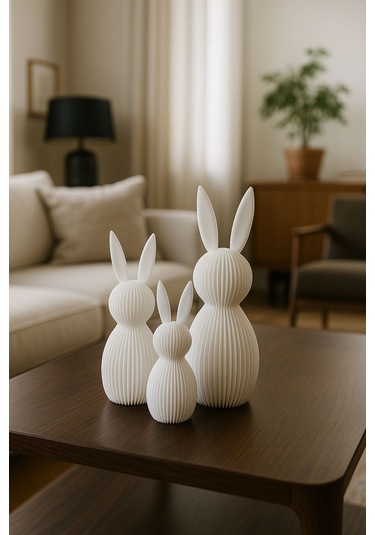 Modern Siyah Dekoratif Tavşan Figür Seti 3 Lü Minimalist Ev ...
