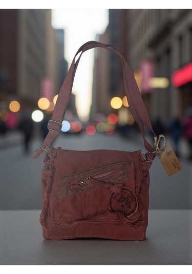 Vintage Küçük Salaş Unisex Günlük Çapraz Postacı Çantası S Boy 26x20cm Bordo