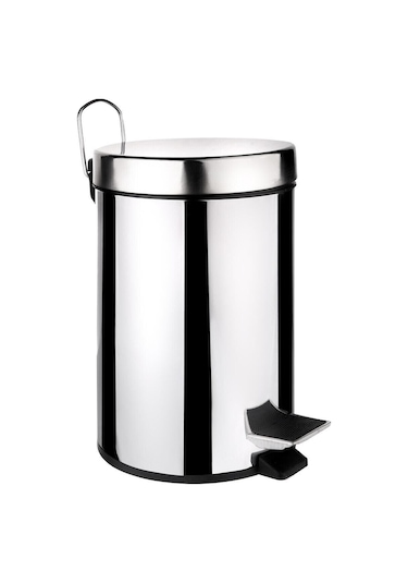 Paslanmaz Pedallı 12 Lt Çöp Kovası Gri