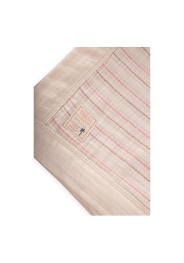 Kalın Biyeli Çift Kat Ham Battaniye 85x90 Cm Kiremit Çizgili Kiremit