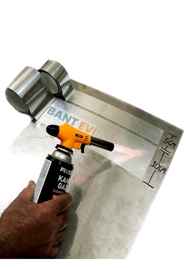 Yüksek Isıya Dayanıklı Alüminyum Bant Cam Elyaf Takviyeli Isı Kalkanı 10 Cm X 5 M