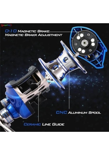 Pazly Kırmızı Balıkçılık Reel, 17+1 Bilyalı, 6.3:1 Dişli, Sol El Yem Döküm Balıkçılık Makarası Takımı