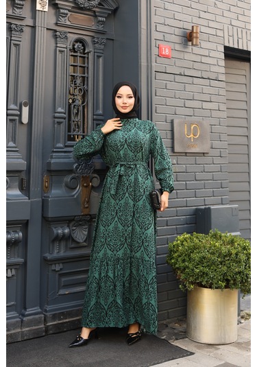 Kadın Viskon % 100 Pamuklu Osmanlı Desen C Yaka Eteği Fırfırlı Belden Kuşaklı Tesettür Elbise 2737 Yeşil Kadın Viskon % 100 Pamuklu Osmanlı Desen C Yaka Eteği Fırfırlı Belden Kuşaklı Tesettür Elbise 2737 Yeşil
