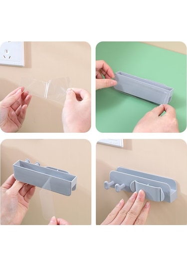 Kenpazar Pratik Kablo Düzenleyici Telefon Priz Şarj Standı Siyah