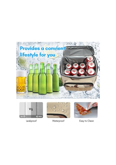 Leezsing "15l Termal Öğle Yemeği Çantası - Su Geçirmez, Ayarlanabilir Askılı, Dayanıklı 600d Kumaş" Yeşil