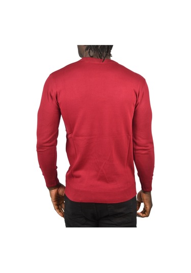 Deepsea Erkek Bordo Bisiklet Yaka Triko Dar Kalıp Tüylenmeyen Kazak 2505499 Bordo